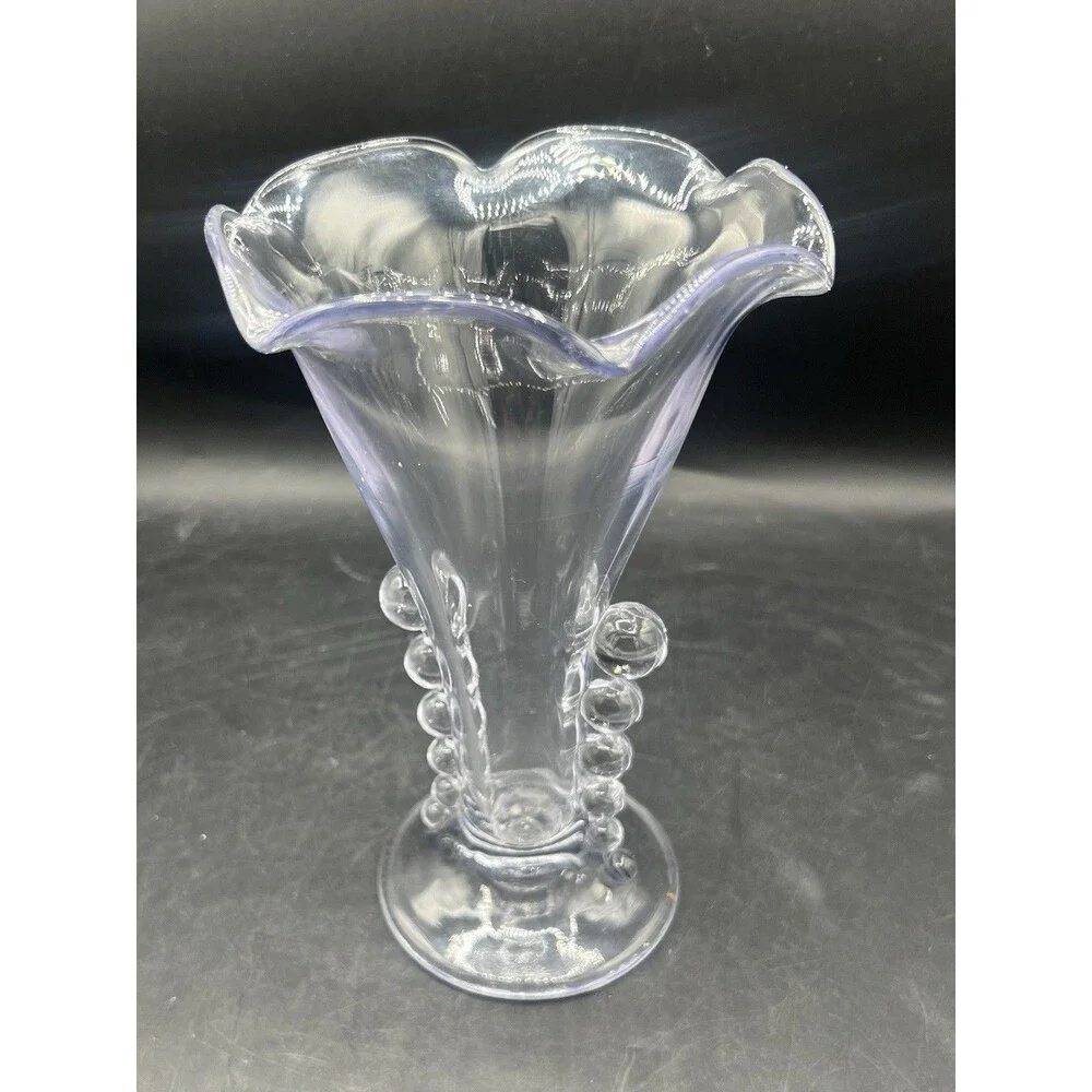 Vintage Imperial Glass Candlewick Crimped Flower Vase 8 1/8